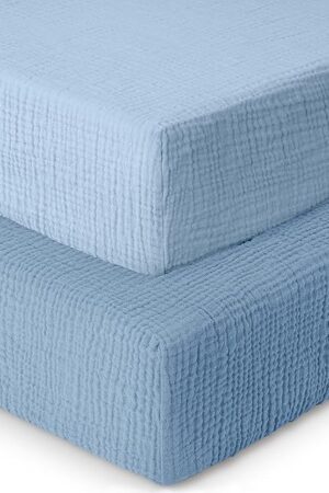 Baby Crib Sheets Muslin Crib Sheet Crib Sheets Cotton 2 Pack 52x28 Blue and Light Blue