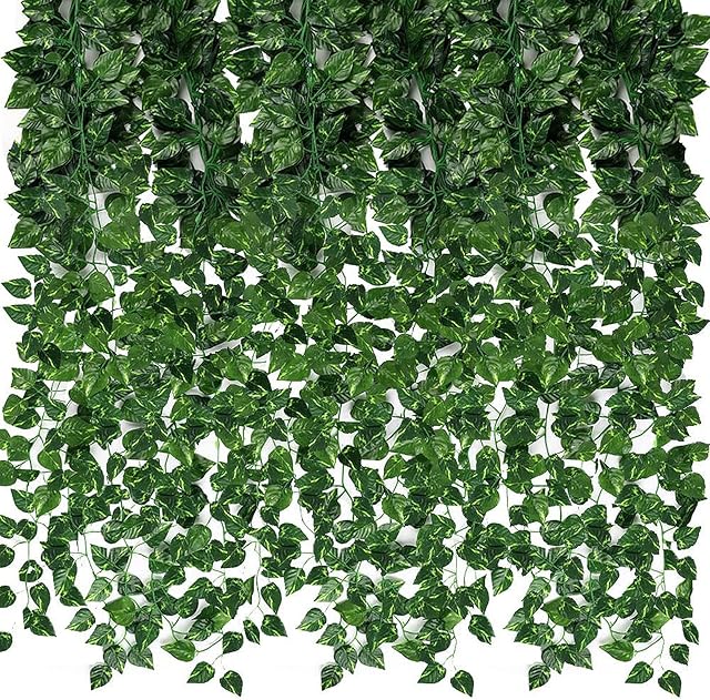 CEWOR 24 Pack 168ft Artificial Ivy Greenery Garland, Fake Vines Hanging Plants Backdrop for Room Bedroom Wall Decor, Green Leaves for Jungle Theme Party Wedding Decoration