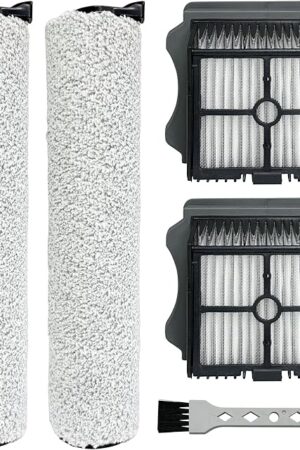 Brush Rollers and Filters Replacement Compatible with Tineco FLOOR ONE S5 Steam Cleaner Wet Dry Vacuum All-in-One, 2 Brush Rollers + 2 Vacuum Filters + 1 Cleaning Tool
