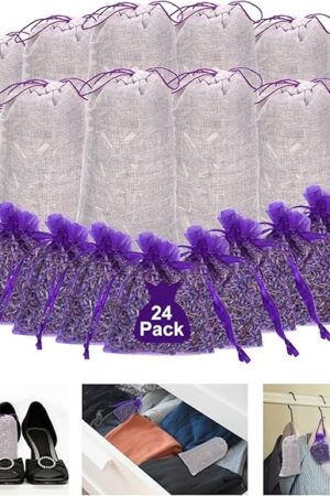 24 Pack Moth Repellent for Closet Lavender Sachet Bags, Cedar Blocks for Clothes Storage, Cedar Lavender Bags sachets for Drawers and Closets, Protect Clothing Drawer Freshener