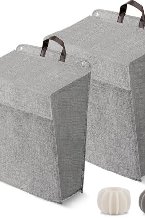 Wall Hanging Laundry Basket, Collapsible Laundry Hamper with Handle & Laundry Balls,Space-Saving Foldable Storage Dirty Washer Organizer Bin Multi-function Container Durable, Set of 2