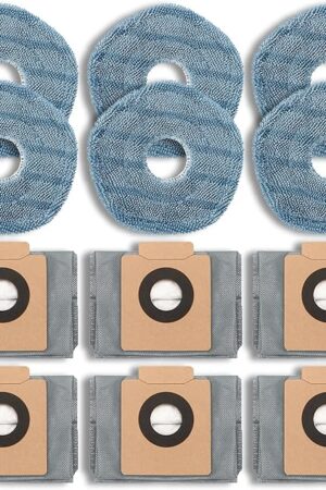 12 Pack Replacement Parts Dust Bags Mop Pads for eufy X10 Pro Omni Accessories Robot Vacuum Self-Empty Station,6 Dust Bags, 6 Mop Pads