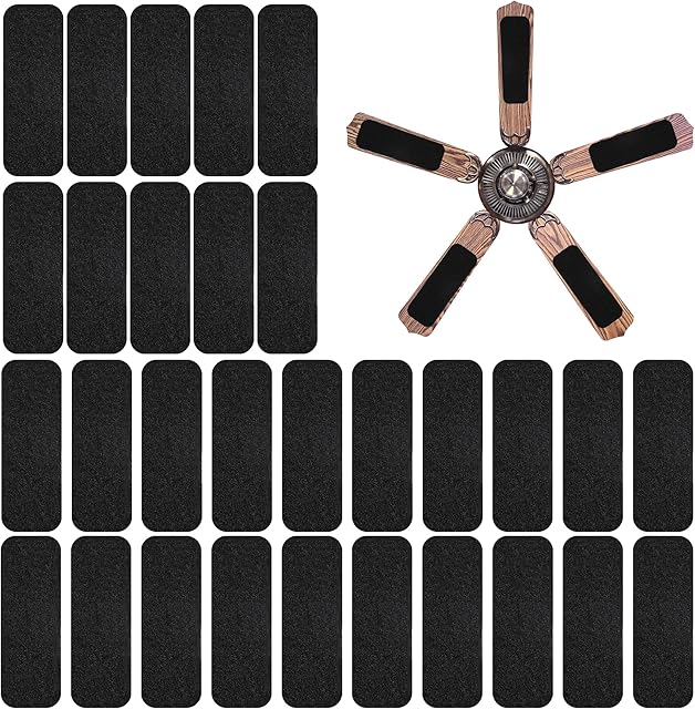 30 Pcs Ceiling Fan Filters for Blades- Activated Carbon Ceiling Fan Air Purifier Pads- Unscented Ceiling Fan Blade Air Filter for Eliminate Odors Dust Contaminants for Home Kitchen