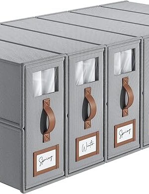 6 Pack Bed Sheets Organizers And Storage (King Size),Foldable Sheet Organizer With Handle For Linen Closet,Bedding Organizer Storage For Sheets, Duvet Cover (Gray)