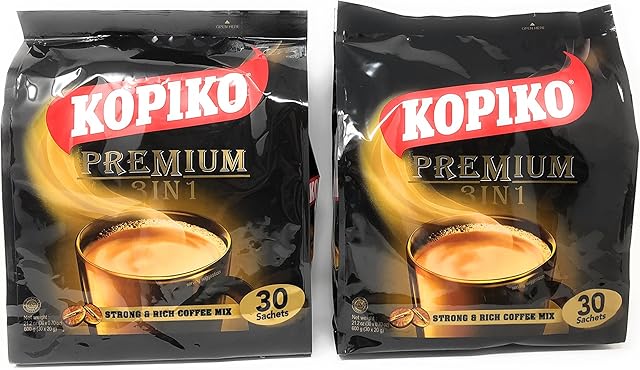 2 Packs Kopiko 3 in 1 Instant Coffee, 21.2 oz, (30 Sachets)