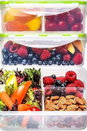 Bento Box for Kids Lunch Containers for Adults (3 Pack, 39 oz) - 3 Compartment Meal Prep Containers with Lids - Microwave, Freezer & Dishwasher Safe, Leakproof Reusable Food Prep Containers, Lunch Box