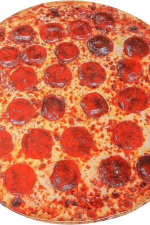 60" Pepperoni Pizza Throw Blanket - Funny Food Gift for Adults Kids, Ultra Soft Large Cozy Blankets, Couch Bed Decor with Pizza Slice Design