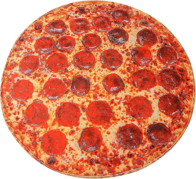 60" Pepperoni Pizza Throw Blanket - Funny Food Gift for Adults Kids, Ultra Soft Large Cozy Blankets, Couch Bed Decor with Pizza Slice Design