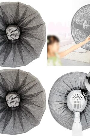 2 Pack - 16" Pedestal Fan Cover,Washable Fan Dustproof Covers,Protect Kid Children Baby Finger Net Mesh Fans Guard,Summer Home Fans Safety Dust Covers,Perfect for Parents of Toddlers (Black)