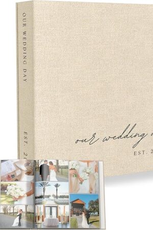 Wedding Photo Album 4x6 Pictures & Custom 2025 Year - Large Picture Scrapbook with 400 Pockets for Horizontal & Vertical Photos - Linen Photo Album Book for Personalized Wedding Day Memory Keepsake
