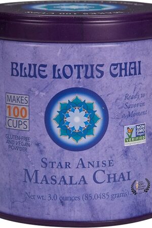 Blue Lotus Star Anise Masala Chai Powder - 3 Ounce Makes 100 Cups | No Steeping Required | With Organic Spices | Instant Indian Tea | Gluten Free