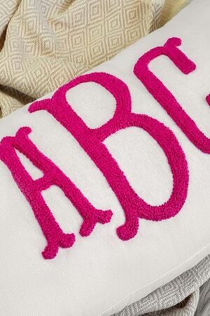 Wedding Monogram Punch Needle Embroidery Pillow, Custom Letter Monogram Pillow, Personalized Couple Gift Idea, Lumbar Pillow, Couple Cushion