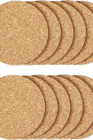12 Pcs Cork Coaster for Drink, Absorbent Heat Resistant Reusable Tea or Coffee Coaster, Blank Coasters for Crafts,Warm Gifts Cork Coasters for Relatives and Friends.