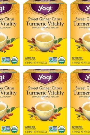 Yogi Tea Sweet Ginger Citrus Turmeric Vitality - 6 Packs (16 Bags) | Supports Well-being | Includes Cinnamon Bark | Organic Ginger & Turmeric