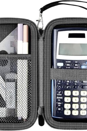 Case Only Compatible with Texas Instruments TI-30XIIS Scientific Calculator, Travel Office Calculators Storage Holder Bag with Extra Mesh Pocket for Pens, USB Cables and Accessories (Bag Only) (Black)