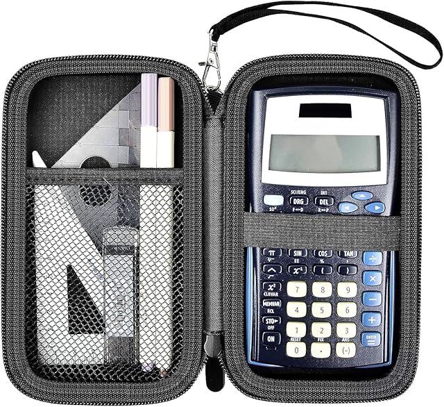 Case Only Compatible with Texas Instruments TI-30XIIS Scientific Calculator, Travel Office Calculators Storage Holder Bag with Extra Mesh Pocket for Pens, USB Cables and Accessories (Bag Only) (Black)