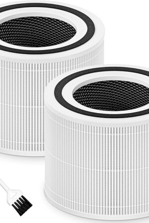 Core 300 Replacement Filter for LEVOIT Core 300, Core 300S and Core 300-P Air Purifier, 3-in-1 H13 True HEPA Filter Replacement, Compared to Part # Core 300-RF, 2 Pack, White