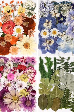 110+PCS Pressed Flowers for Resin molds Real Dried Flower Leaves for Resin Jewelry Making Dry Flowers for Scrapbooking Crafts DIY Soap Candles Making Nails Décor (Colorful-C)