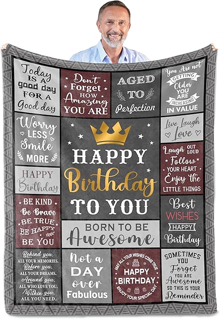 Birthday Gifts for Men/Dad/Boyfriend/Him, Dad/Husband Birthday Gifts Throw Blanket 60" X 50", Mens Birthday Gifts Ideas, Men Gifts for Birthday, Gifts for Dads Birthday