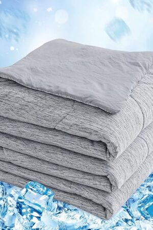 CHOSHOME Cooling Comforter Twin Size, Cooling Blanket for Hot Sleeper, Q-Max 0.45 Arc-Chill Cooling Fiber, Cool Soft Thin Breathable Summer Blanket for Bed, Couch, (60" x 90", Grey)