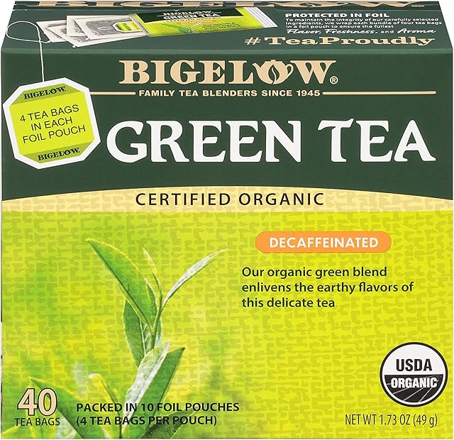 Bigelow Tea Decaffeinated Organic Green Tea Bags, 40 ct