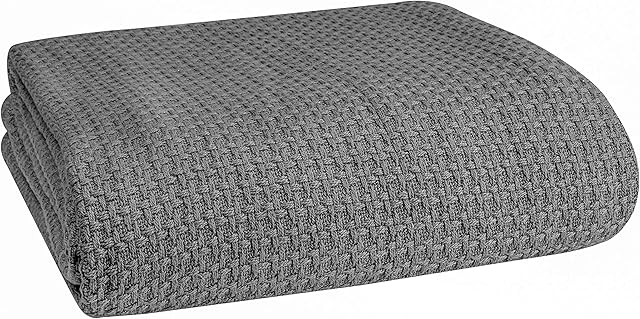 BELIZZI HOME 100% Cotton Bed Blanket Full Queen Size Charcoal Grey