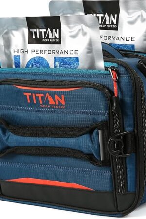 Arctic Zone Titan Deep Freeze Fridge Cold Expandable Insulated Horizontal Lunch Pack with 2X 250g High Performance Ice Walls, Blue