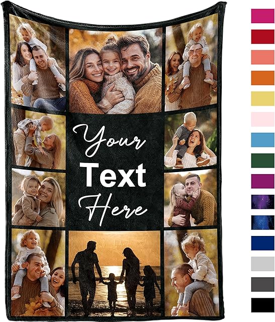 Yofair Ships Next Day, Custom Blanket with Picture Personalized Gifts for Mom Dad Customized Photo Blanket Family Christmas Birthday Gifts for Adult Husband Wife 50" W x 60" L