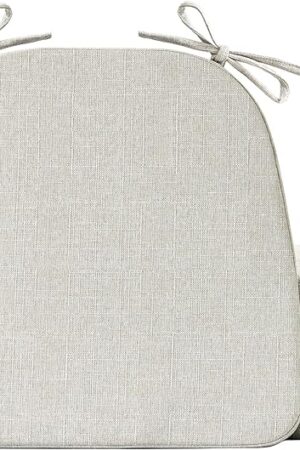 Chair Cushions for Dining Chairs Set of 4, Non Slip Kitchen Chair Pads, 17" x 16" x 2", Indoor Dining Chair Cushions with Ties, D-Shaped Seat Cushions for Kitchen Chairs, Beige