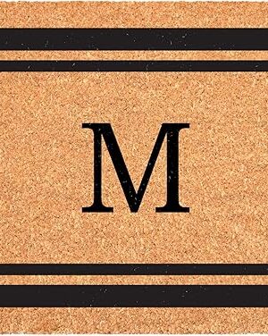 Calloway Mills 152962436M Black Border 24" x 36" Monogram Doormat, (Letter M)
