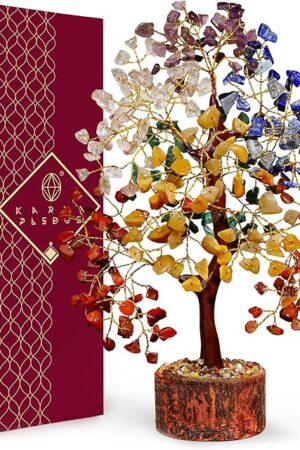 Crystal Tree of Life 7 Chakra Healing Crystal Trees for Home Decor, Office Desk Decor, Boho Decor, Handmade Bonsai Trees for Positive Energy, Money, Good Luck Birthday Gifts for Women, Mom