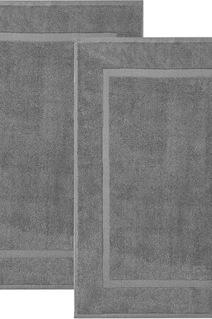 Bath Mat Floor Towel Set - Absorbent Cotton Hotel Spa Shower/Bathtub Mats [Not a Bathroom Rug] 22"x34" Pack of 2