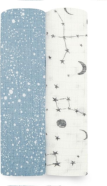 aden + anais Essentials 100% Bamboo Viscose Muslin Blankets 2 Pack Cosmic Galaxy