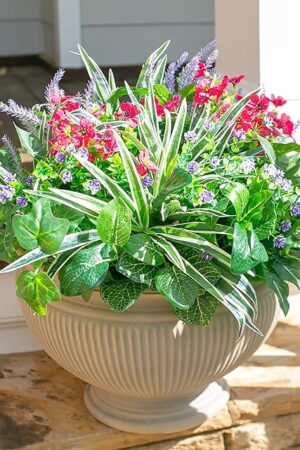 20PCS Artificial Plants for Outdoor Decor Realistic Faux Greenery & Flowers Fake Plastic Leaves with Stems UV Resistant Outside Bushes for Garden Patio and Porch