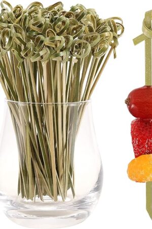 200 PCS Cocktail Picks, 4.7 Inch Toothpicks for Appetizers, Natural Bamboo Knot Skewers, Mini Food Sticks, Fancy Tooth Picks for Drinks,Fruit,Charcuterie,Cocktail Garnish Accessories, Party Supplies