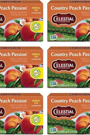 Celestial Seasonings Country Peach Passion Herbal Tea, Pack of 6 | Caffeine Free | 20 Tea Bags Box