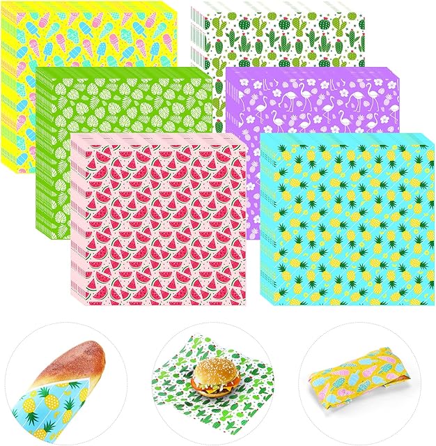 240Pcs Wax Paper Dry Waxed Deli Paper Sheets 12x12 inch Sandwich Wrap Parchment Papers Burger Wrapper Food Wrapping Papers Basket Liner for Food Home Kitchen Picnic Summer Beach Party Favors