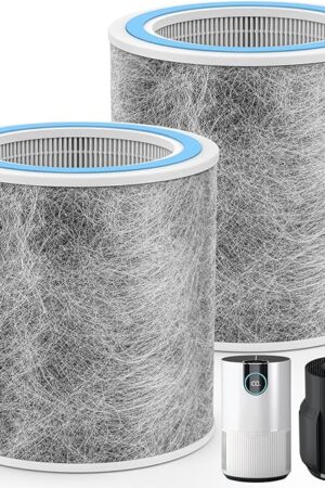 2 Pack HP102 Replacement Filter, Compatible with Shark HP102 & HP102PET & HC452 & HP132 & HC450 & HC451 & HC455, True HEPA for 99.97% of Particles, Compare Part #HE1FKPET, HE1FKBAS