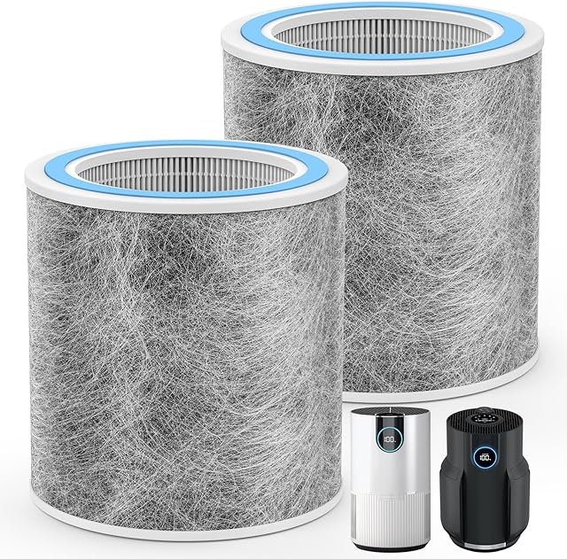 2 Pack HP102 Replacement Filter, Compatible with Shark HP102 & HP102PET & HC452 & HP132 & HC450 & HC451 & HC455, True HEPA for 99.97% of Particles, Compare Part #HE1FKPET, HE1FKBAS