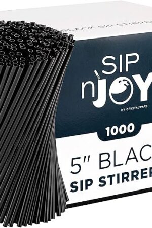 Coffee Stirrers Sticks, Disposable Plastic Drink Stirrer Sticks, 1000 Stirrers, Use It As A Coffee Straws Or A Cocktail Mixers (Black, 5-Inch (Pack of 1)