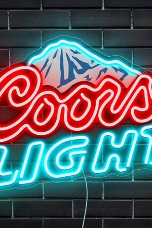 Beer Neon Sign LED Neon Beer Bar Signs for Man Cave Decor Beer Logo Sign with Mountain Pattern Printing Chill Mountain Home Bar Sign (Beer Logo)