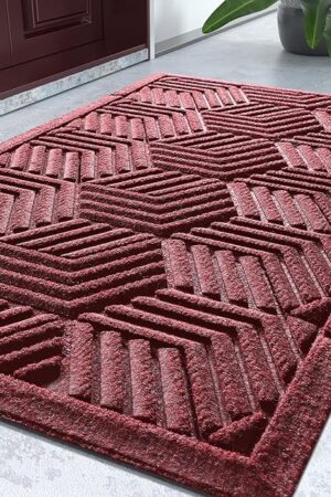 Yimobra Door Mat Outside Entrance, 29.5x17 Inch, All-Season Indoor Outdoor Welcome Mat, Heavy Duty Natural Rubber, Non-Slip, Resist Dirt, Stain and Fade Resistant, Low Profile, Easy Clean Patio, Red