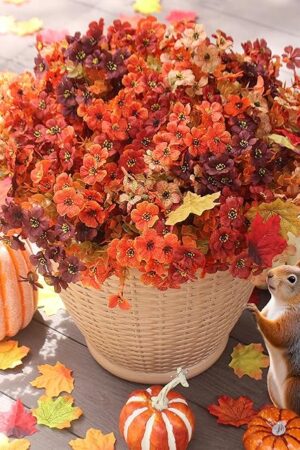 Artificial Fake Mums Flowers for Fall Outdoors Decor, 16 Bundles of Lifelike UV Resistant Colorful Silk Daisies – Ideal for Porch, Garden, Yard, Planter, Halloween & Thanksgiving Autumn Decoration