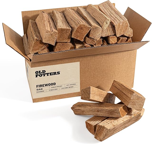 Kiln Dried Firewood - Oak, 1100 Cu. in, 16-18 Logs ~ 8" x 2.5" Logs. Cooking Wood for Grilling, Smoking, and Firepits, Oak.