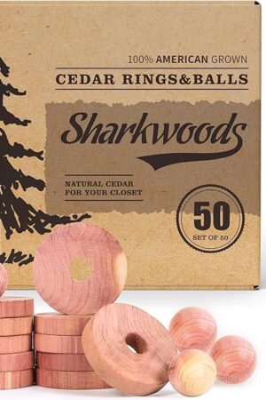 Cedar Blocks for Clothes Storage 50 Pack, 100% Natural Aromatic Cedar Rings and Balls for Closets & Drawers Freshener (30 Rings & 20 Balls)