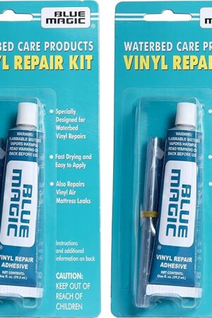 Blue Magic Waterbed/Air Mattress Vinyl Repair Kit: Fast Drying Adhesive and Patches, 2 Pack