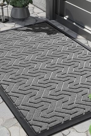 Yimobra Front Door Mat Indoor Outdoor Rubber Backing 29.5x17 Grey