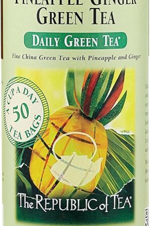 The Republic of Tea Pineapple Ginger Daily Green Tea, 50 Tea Bag Tin