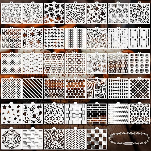 40 PCS Cookie Stencil Baking Stencils for Royal Icing Cookies Craft Painting Stencil for Cake Stencils Decorating Buttercream(5.5in)