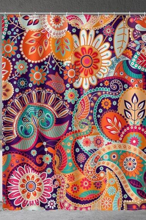 Aimego Boho Paisley Floral Shower Curtains - Mandala Indian Bohemian Colorful Flowers Bath Shower Curtain Set with 12 Hooks for Adults Kids Bathroom Decor Accessories, 72"x72"